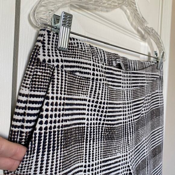 Nic+Zoe Modern Plaid Pants Pull-On Brown‎ & Ivory Straight Leg Women's Small - Picture 4 of 9